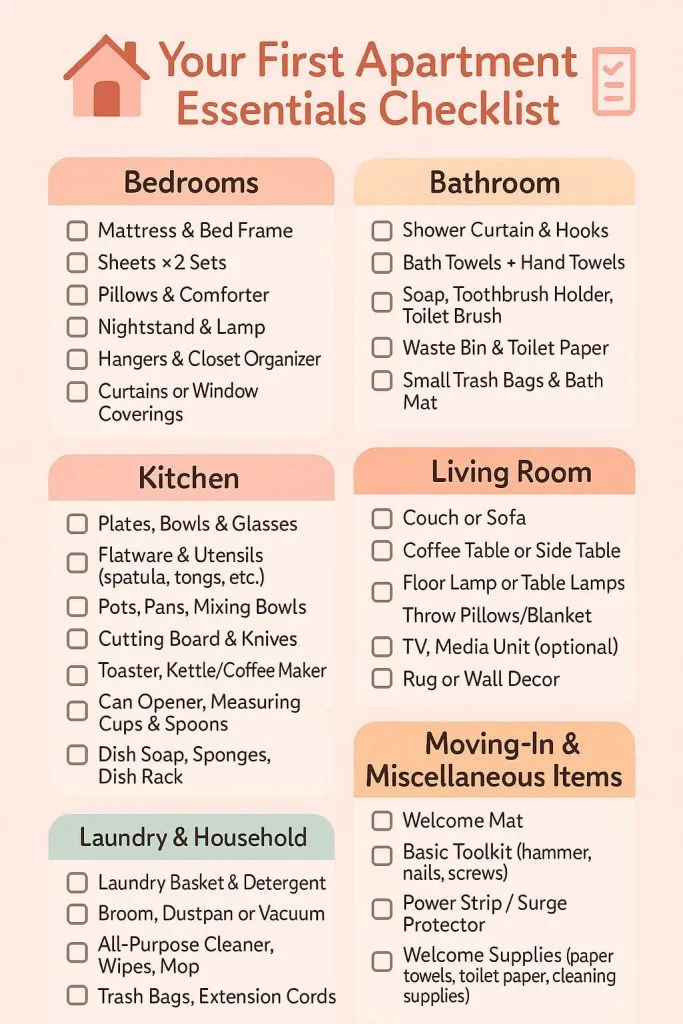 first apartment essentials checklist - 1