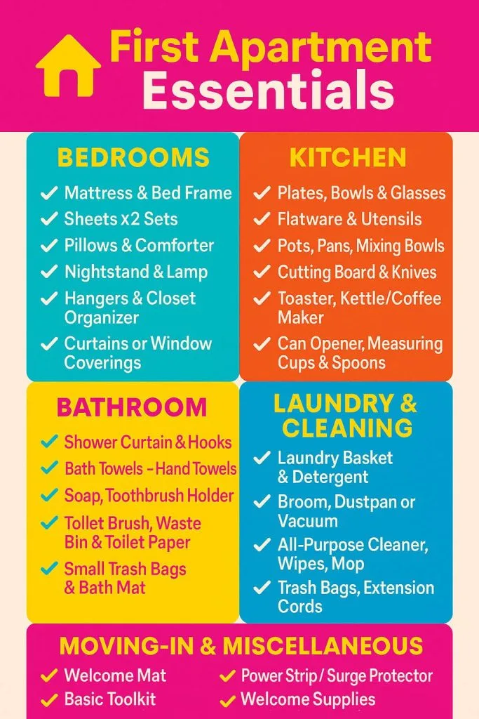 first apartment essentials checklist - 2
