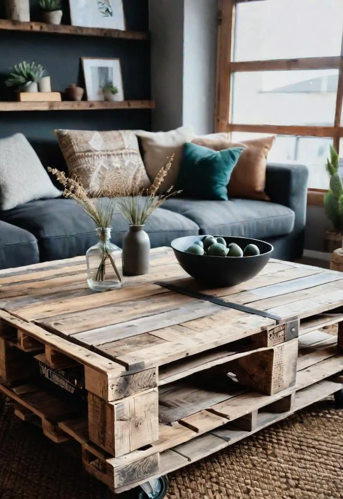 14. Pallet coffee table with wheels-0