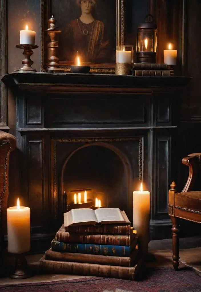 21. Vintage Book and Candle Display-0