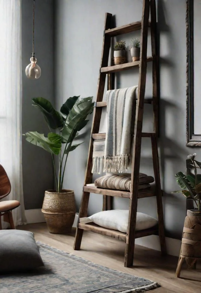 19. Vintage ladder blanket storage-0