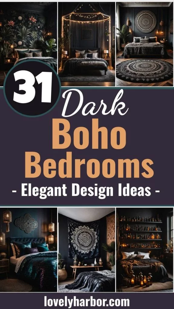 31 Dark Boho Bedroom Sanctuaries: Mystical Elegance & Cozy Vibes 1 31 Dark Boho Bedroom Sanctuaries_ Mystical Elegance & Cozy Vibes