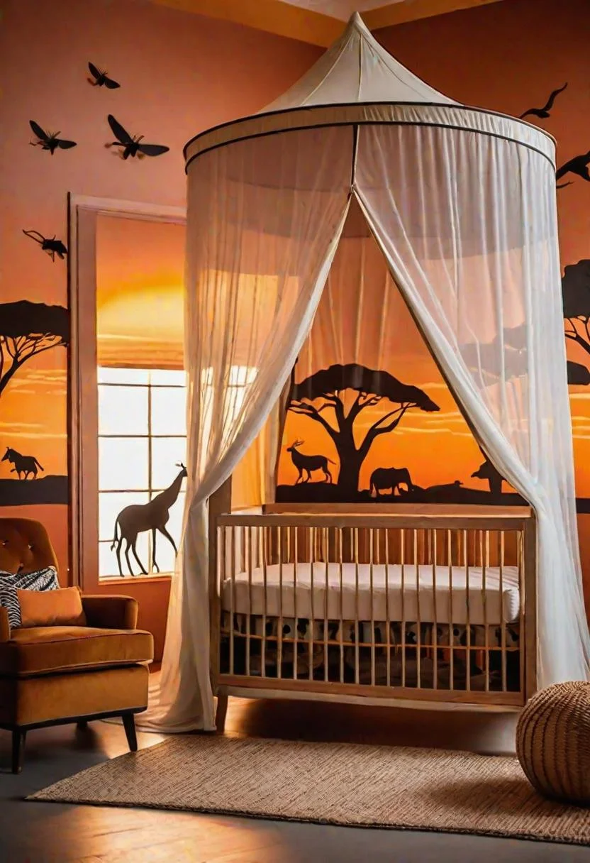 61 Dreamy Nursery Room Inspirations: From Cozy Corners to Whimsical Themes 34 20. African Savannah Nursery Inspiration-0