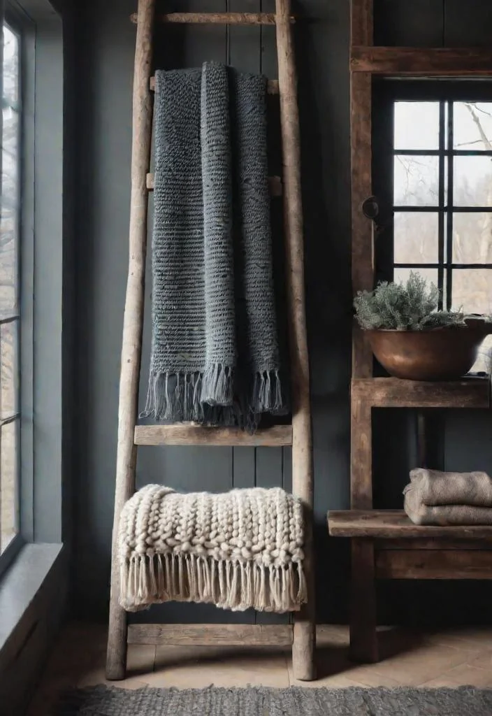 9. Antique farmhouse blanket ladder-0
