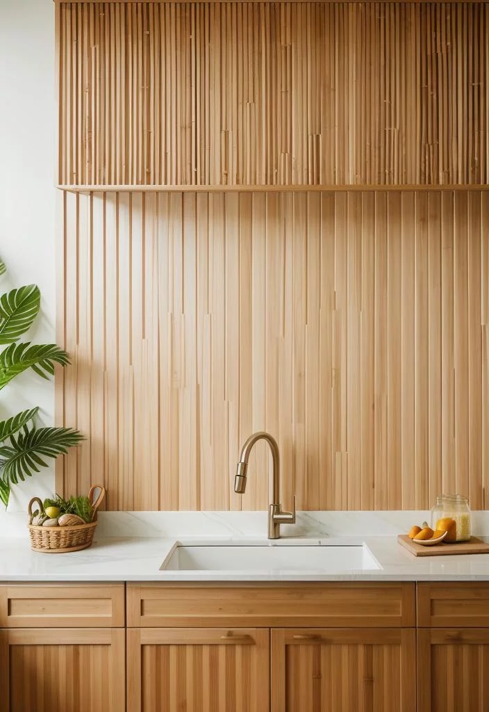 35 Stunning Kitchen Backsplash Ideas: Creative and Eye-Catching Designs 37 26. Bamboo Backsplash Ideas-0
