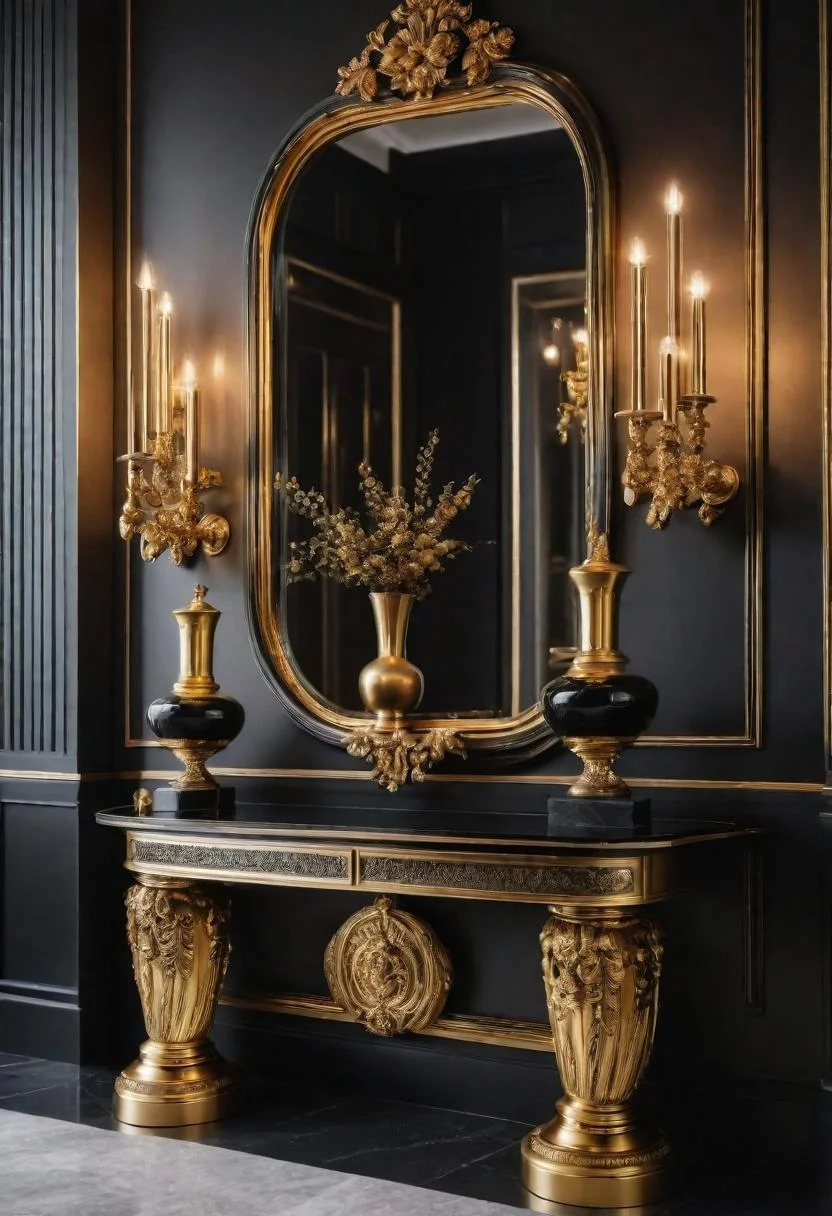 22. Black & Gold Entryway Elegance-1