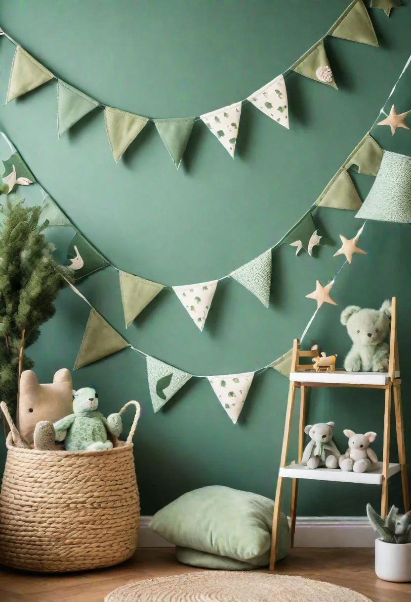45 Serene Sage Green Nursery Ideas: Calming and Chic Inspirations 71 43. Bunting for Sage Green Nursery-0