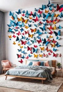 61 Inspiring Bedroom Wall Decor Ideas: Transform Your Space into a Dreamy Retreat 1 7. Butterfly Wall Art-0