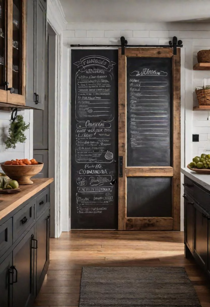 33 Modern Farmhouse Kitchen Ideas: Blending Rustic Charm with Contemporary Design 19 16. Chalkboard Pantry Door Inspiration-0
