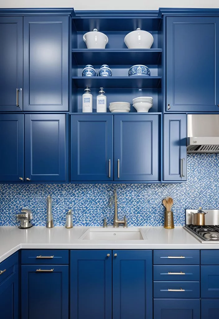 14. Chic Blue Kitchen Cabinets Section-0
