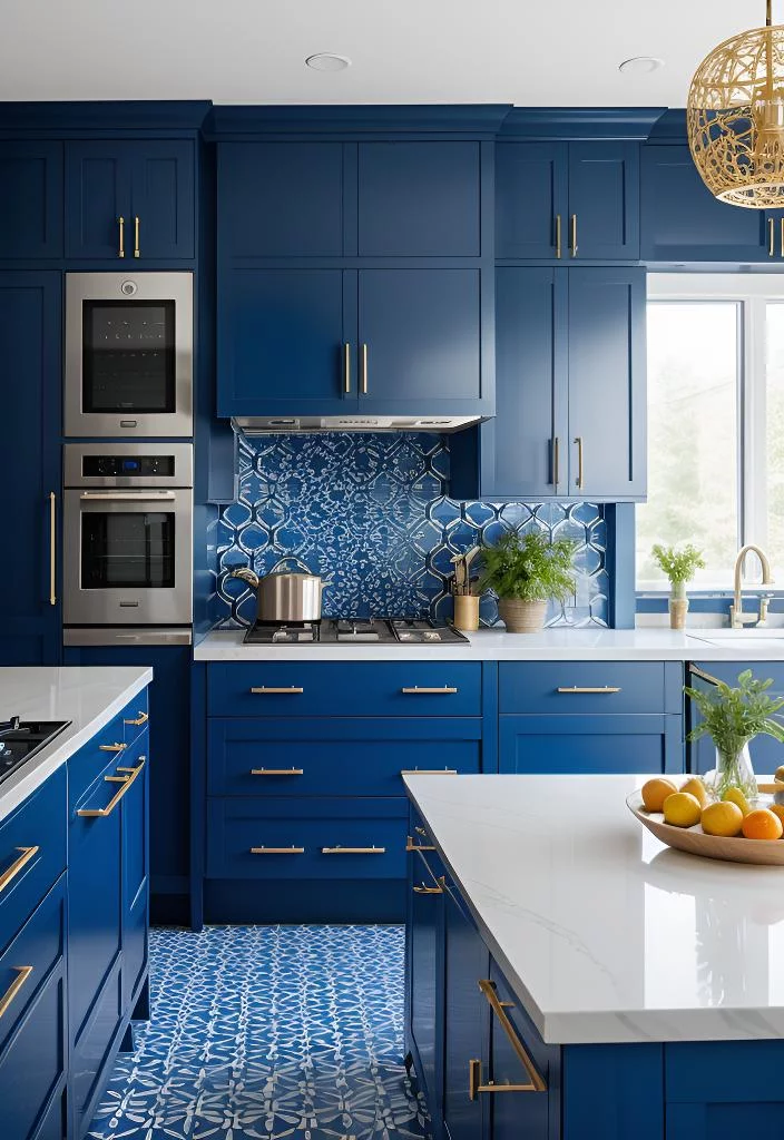 14. Chic Blue Kitchen Cabinets Section-1