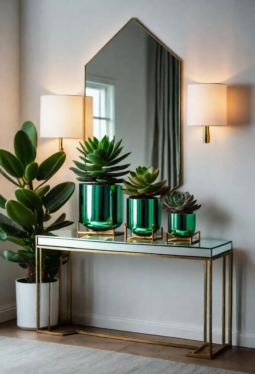 5. Chic Entryway Mirror with Greenery-1