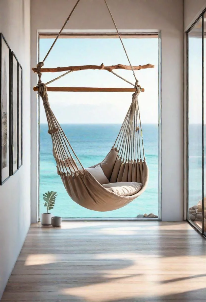 43 Relaxing Coastal Bedrooms for Breezy Retreats 18 17. Coastal Hammock Reading Nook-0