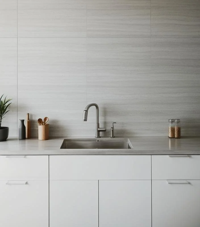 35 Stunning Kitchen Backsplash Ideas: Creative and Eye-Catching Designs 47 34. Concrete Overlay Backsplashes-0