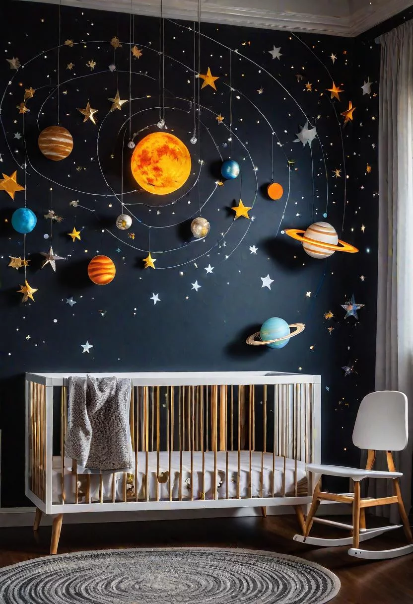61 Dreamy Nursery Room Inspirations: From Cozy Corners to Whimsical Themes 10 5. Cosmic Nursery Room Design-0