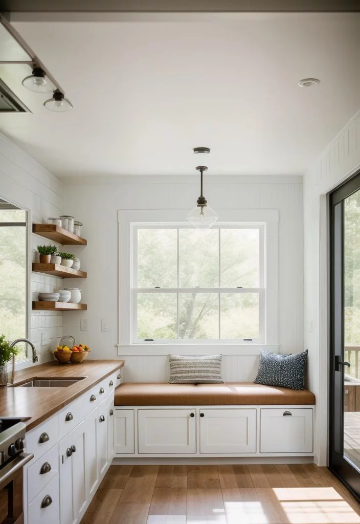 33 Modern Farmhouse Kitchen Ideas: Blending Rustic Charm with Contemporary Design 13 11. Cozy Nook Bench Seating-0