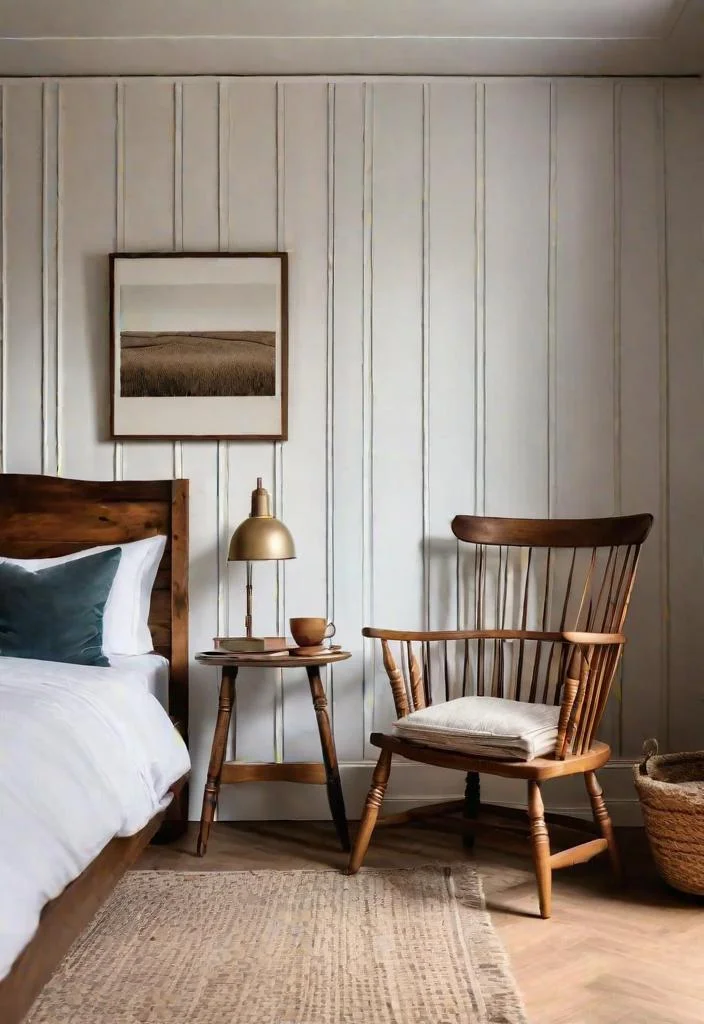 38 Genius Farmhouse Bedroom Ideas 25 24. Cozy Reading Nook with Spindle Back Chairs-0