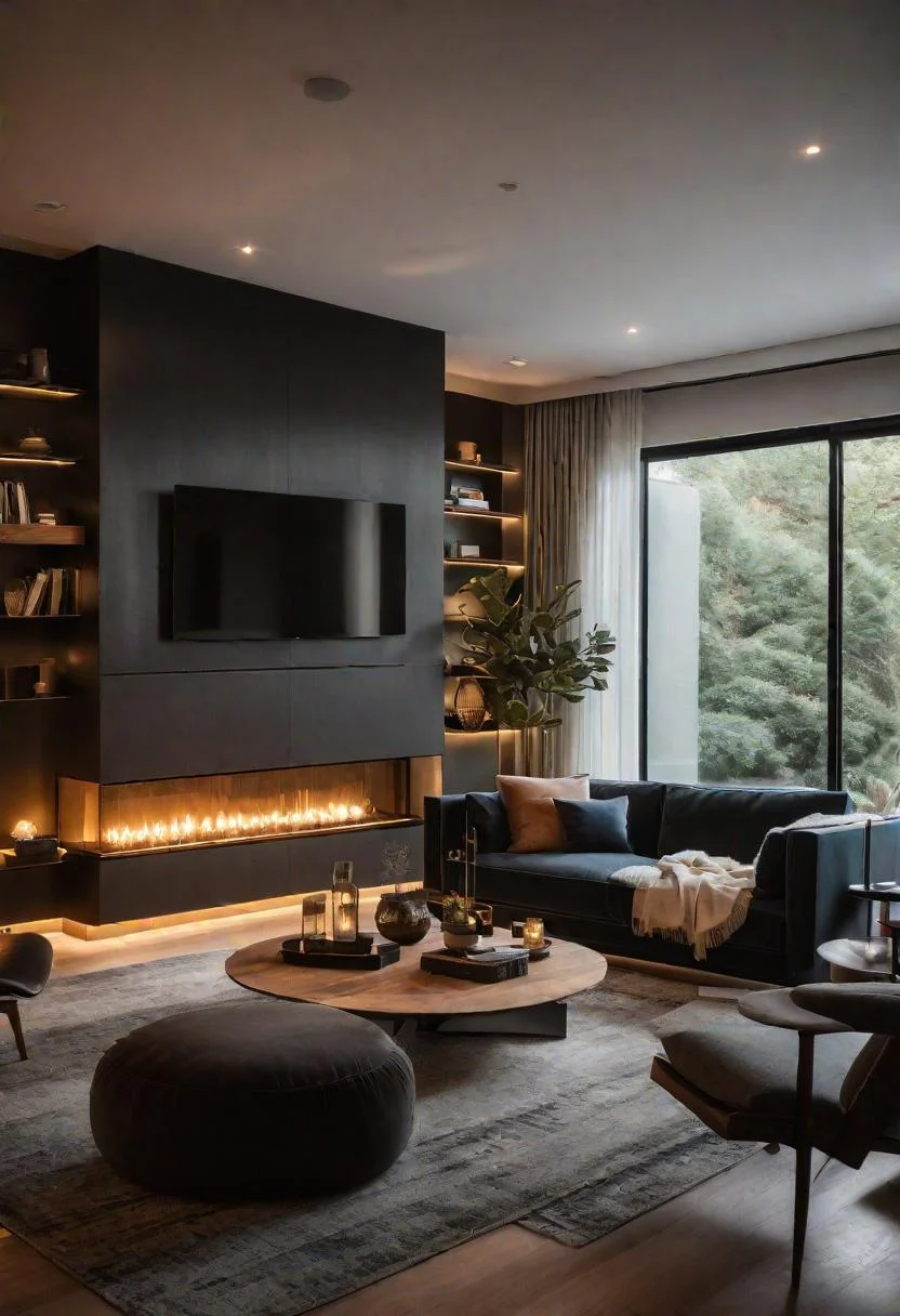 37 Cozy Contemporary Living Room Ideas: Modern Elegance 31 30. Creating Layered Lighting Effects-0
