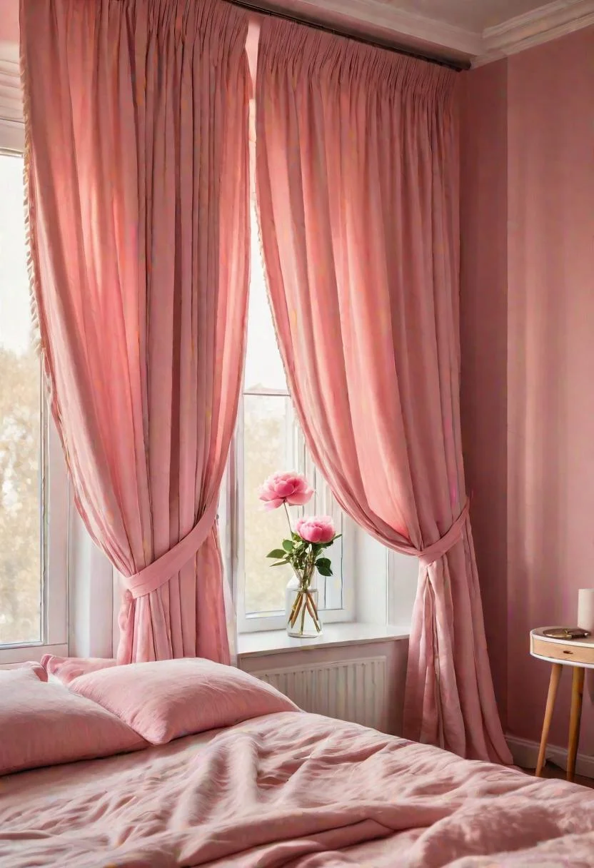 63 Luxurious Pink Bedrooms to Warm Up Your Space 9 8. Delicate Window Treatments for Pink Bedroom-0