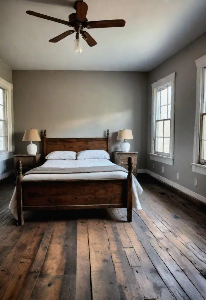38 Genius Farmhouse Bedroom Ideas 29 28. Distressed Hardwood Farmhouse Bedroom-0
