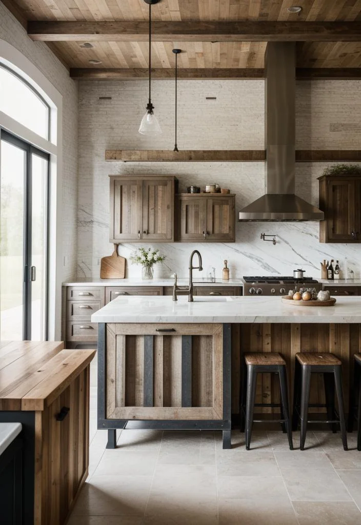 33 Modern Farmhouse Kitchen Ideas: Blending Rustic Charm with Contemporary Design 26 22. Eclectic Island Design Palette-0