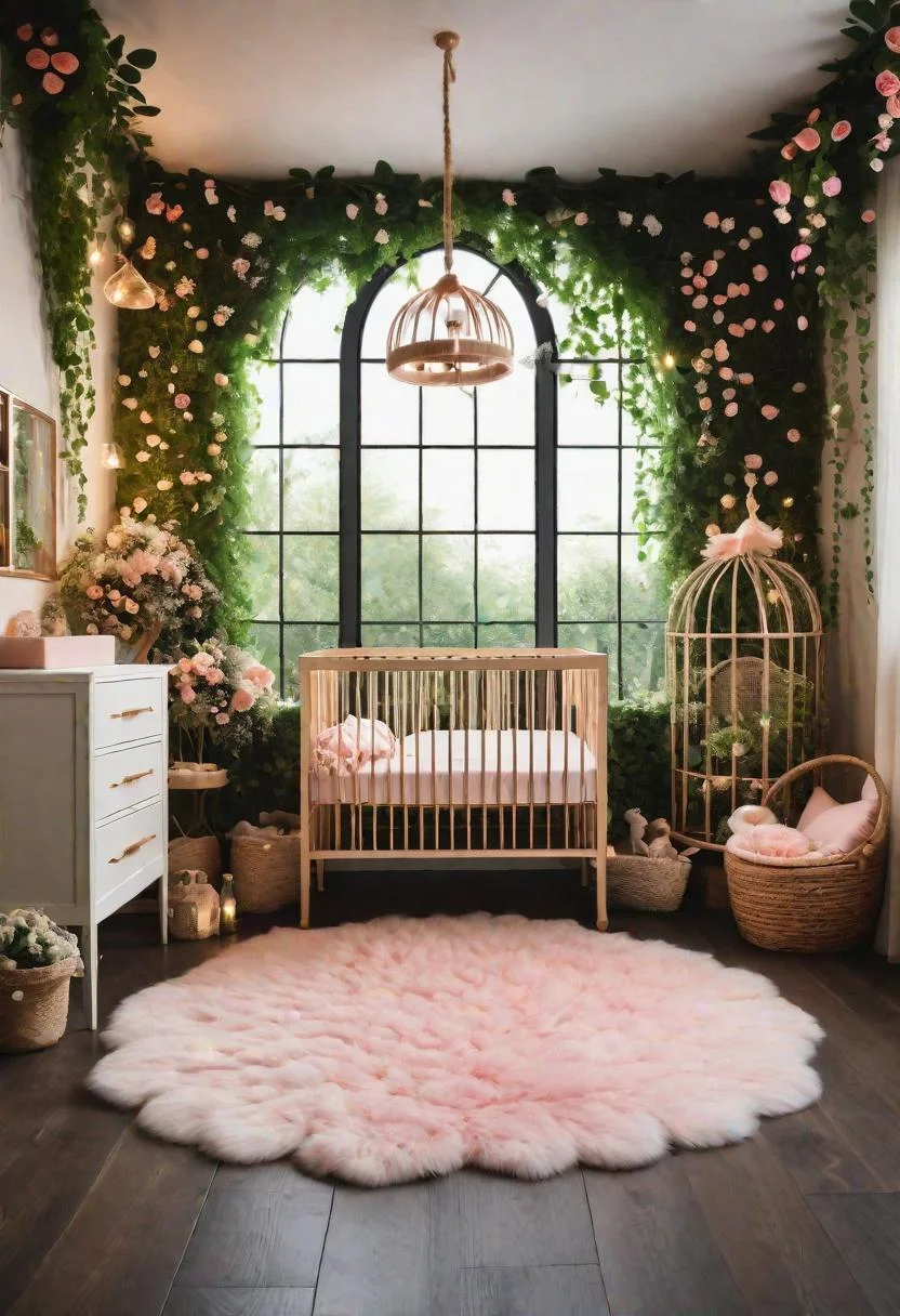 61 Dreamy Nursery Room Inspirations: From Cozy Corners to Whimsical Themes 12 7. Enchanted Garden Hideaway-0