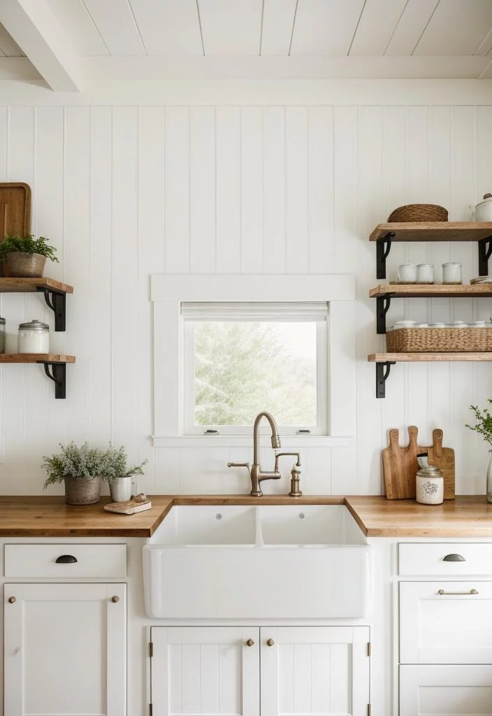 33 Modern Farmhouse Kitchen Ideas: Blending Rustic Charm with Contemporary Design 3 2. Farmhouse Sink with Modern Faucet-0