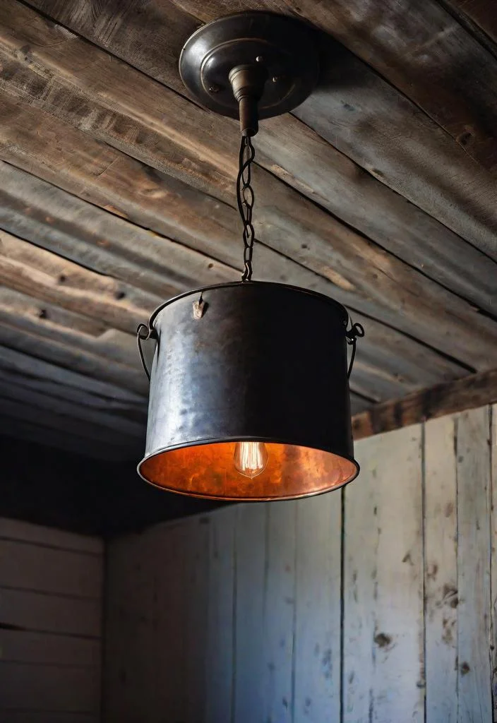 38 Genius Farmhouse Bedroom Ideas 32 31. Farmhouse lighting hack: iron bucket-0