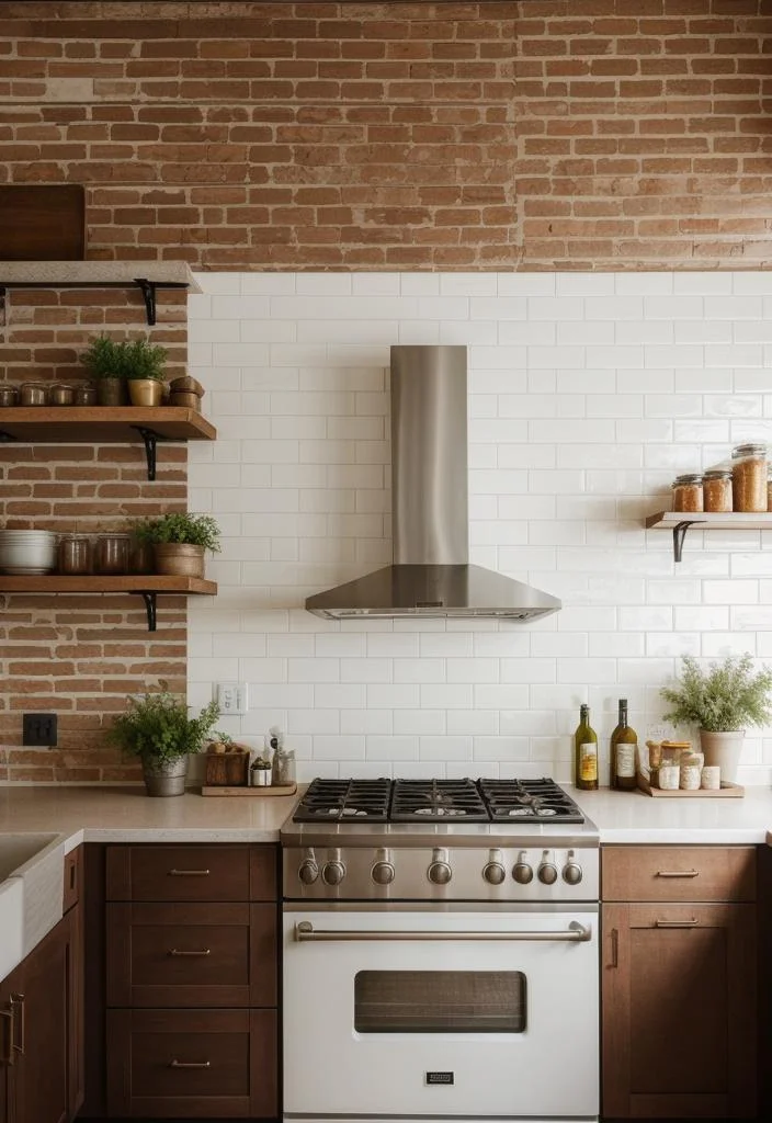35 Stunning Kitchen Backsplash Ideas: Creative and Eye-Catching Designs 27 19. Faux Brick Wallpaper for Kitchen-0