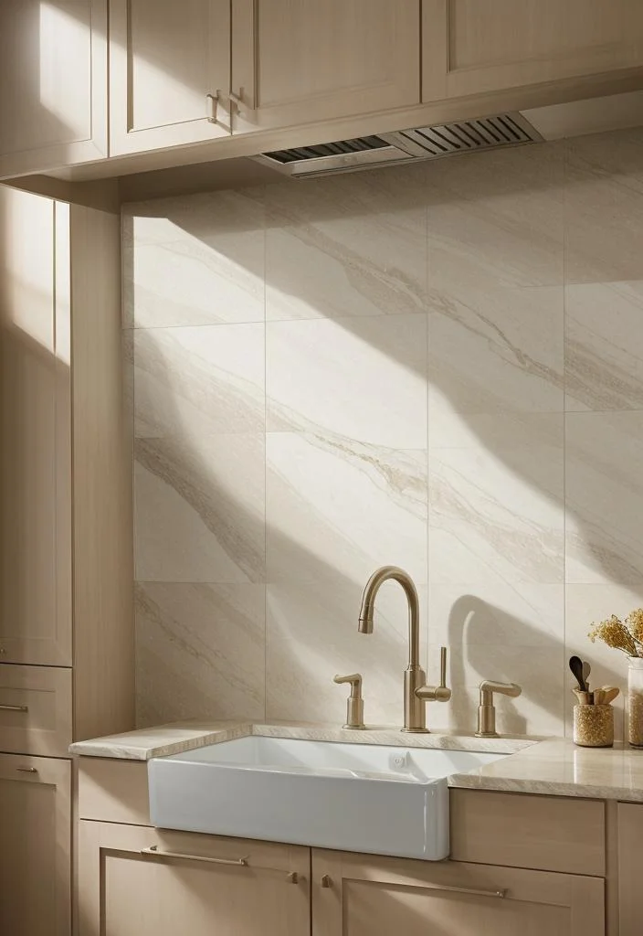 35 Stunning Kitchen Backsplash Ideas: Creative and Eye-Catching Designs 46 33. Glowing Quartzite Backsplash-0