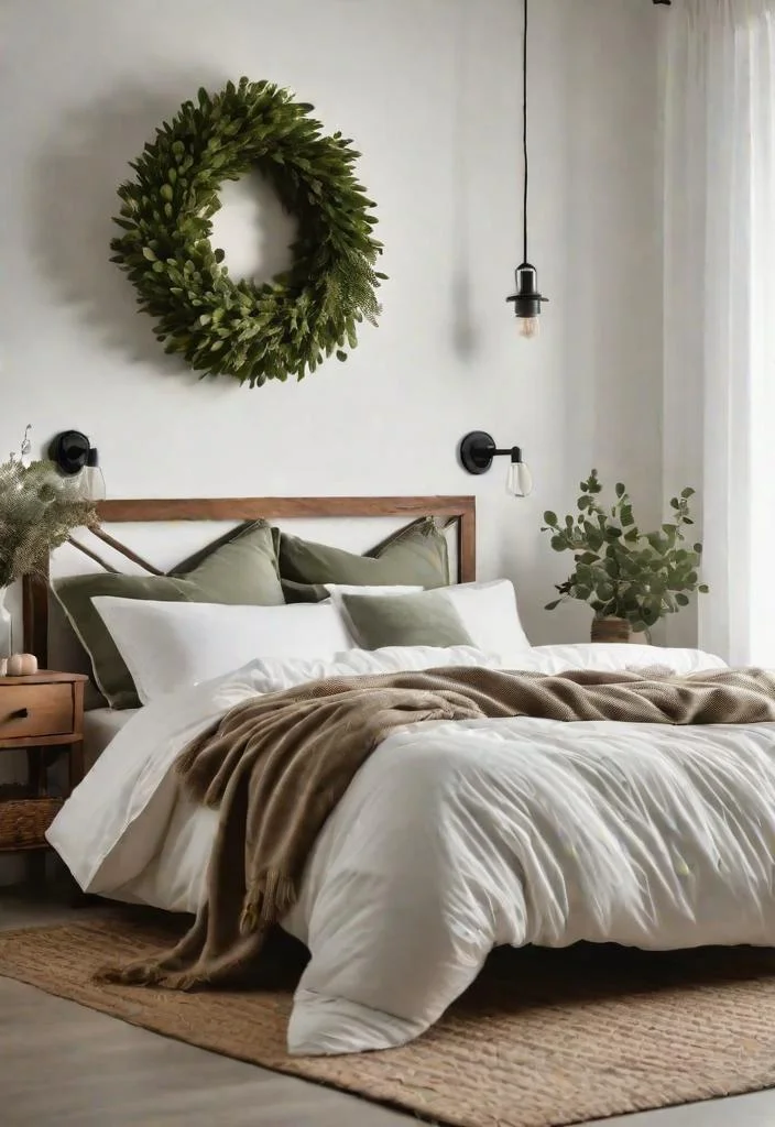 38 Genius Farmhouse Bedroom Ideas 10 9. Greenery Above Farmhouse Bed-0