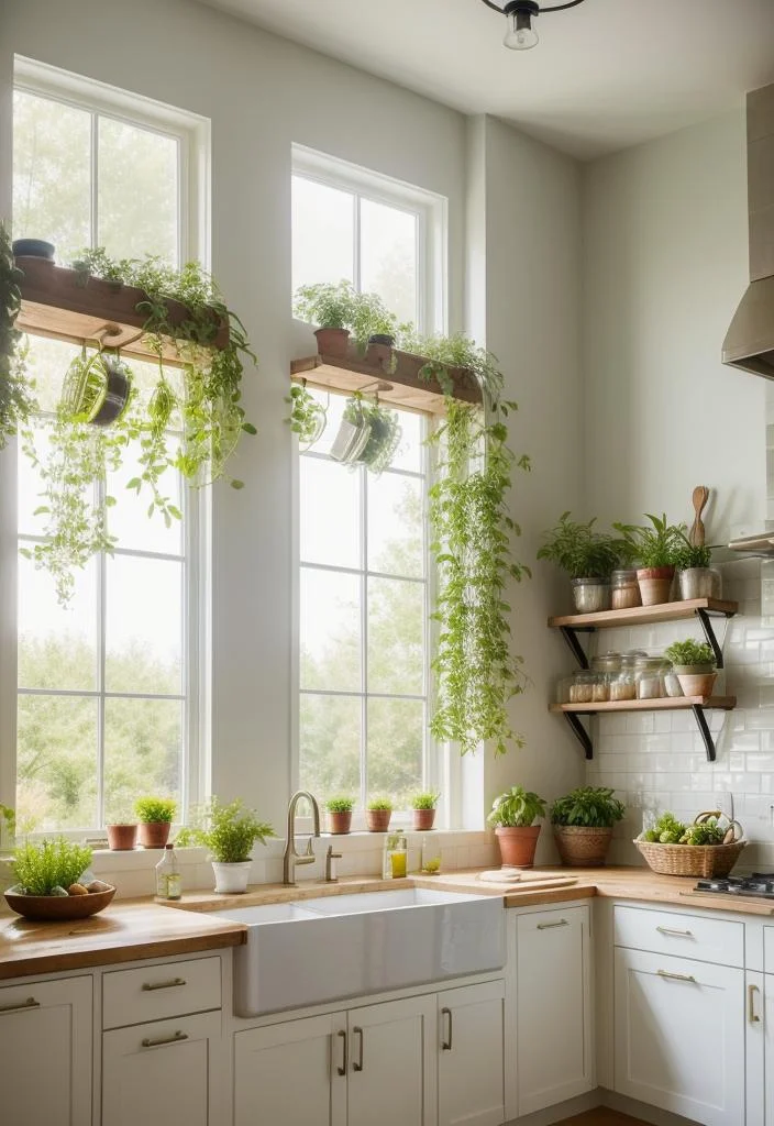 33 Modern Farmhouse Kitchen Ideas: Blending Rustic Charm with Contemporary Design 10 8. Herb Garden Window Décor-0