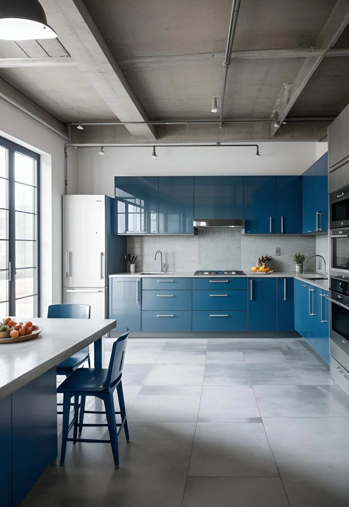 39. Industrial Dolphin Blue Kitchen Cabinets-0