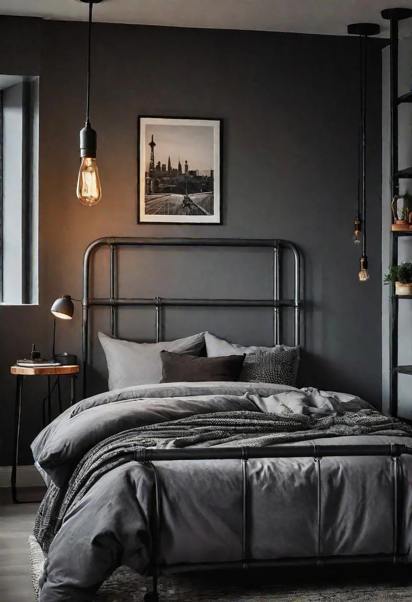 46. Industrial Grey Bedroom Design-0 46. Industrial Grey Bedroom Design-0