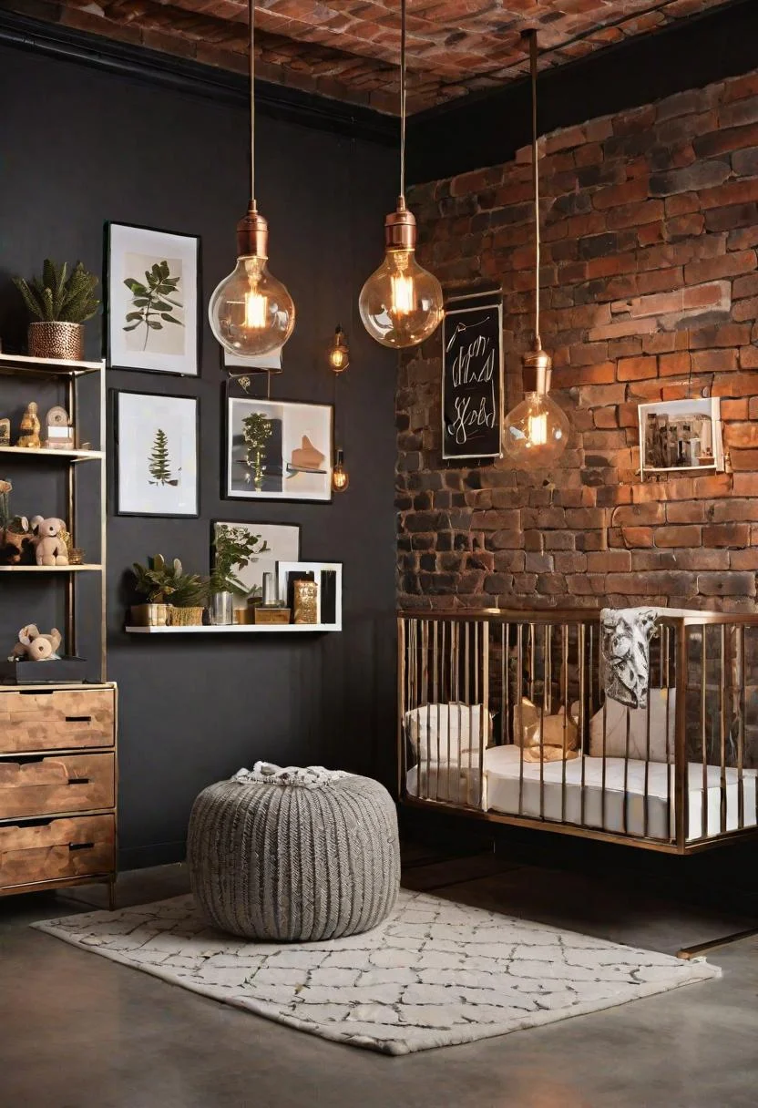 61 Dreamy Nursery Room Inspirations: From Cozy Corners to Whimsical Themes 41 25. Industrial Loft Nursery Inspiration-0