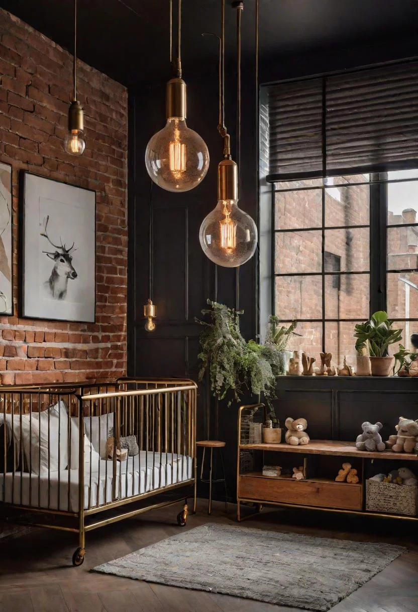 61 Dreamy Nursery Room Inspirations: From Cozy Corners to Whimsical Themes 42 25. Industrial Loft Nursery Inspiration-1