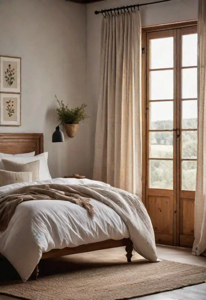 38 Genius Farmhouse Bedroom Ideas 39 38. Linen curtains for farmhouse bedroom-0