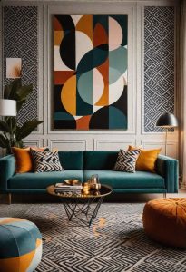 37 Cozy Contemporary Living Room Ideas: Modern Elegance 1 23. Modern Geometric Living Room Décor-0