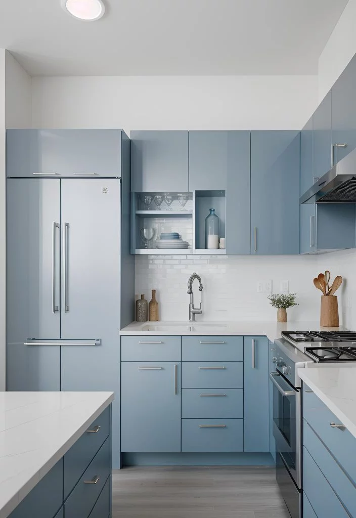 8. Modern Ice Blue Kitchen Cabinets-0