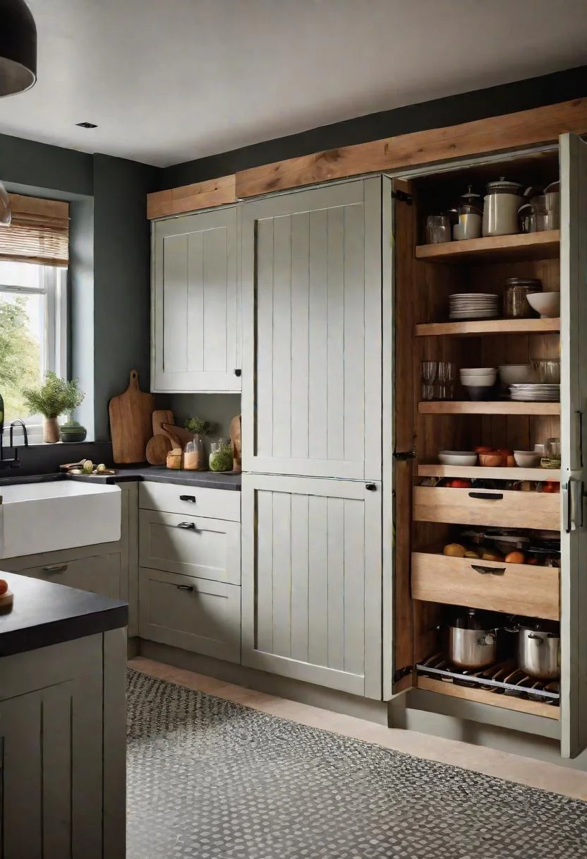 33 Modern Farmhouse Kitchen Ideas: Blending Rustic Charm with Contemporary Design 22 19. Modern Larder Design Twist-0