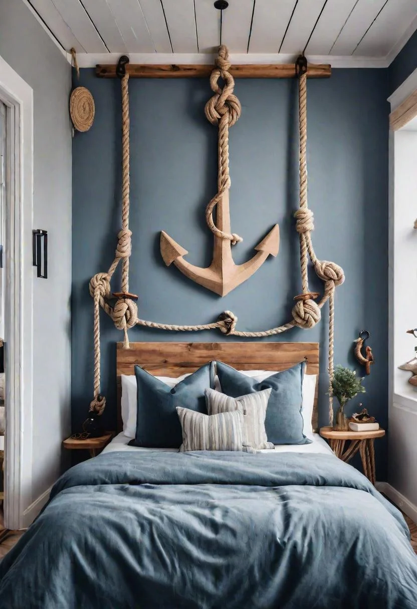 43 Relaxing Coastal Bedrooms for Breezy Retreats 19 18. Nautical DIY Bedroom Decor-0
