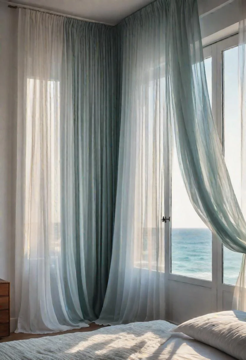 43 Relaxing Coastal Bedrooms for Breezy Retreats 11 10. Ocean-Inspired Sheer Curtains-0