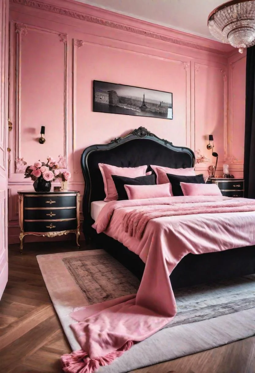 63 Luxurious Pink Bedrooms to Warm Up Your Space 54 52. Parisian Pink Boudoir Inspiration-0