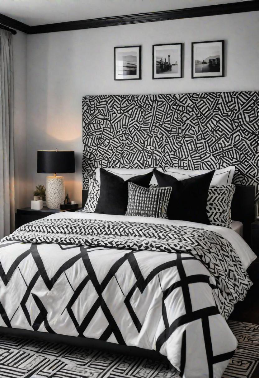 2. Patterned Bedding for Black and White Bedrooms-0