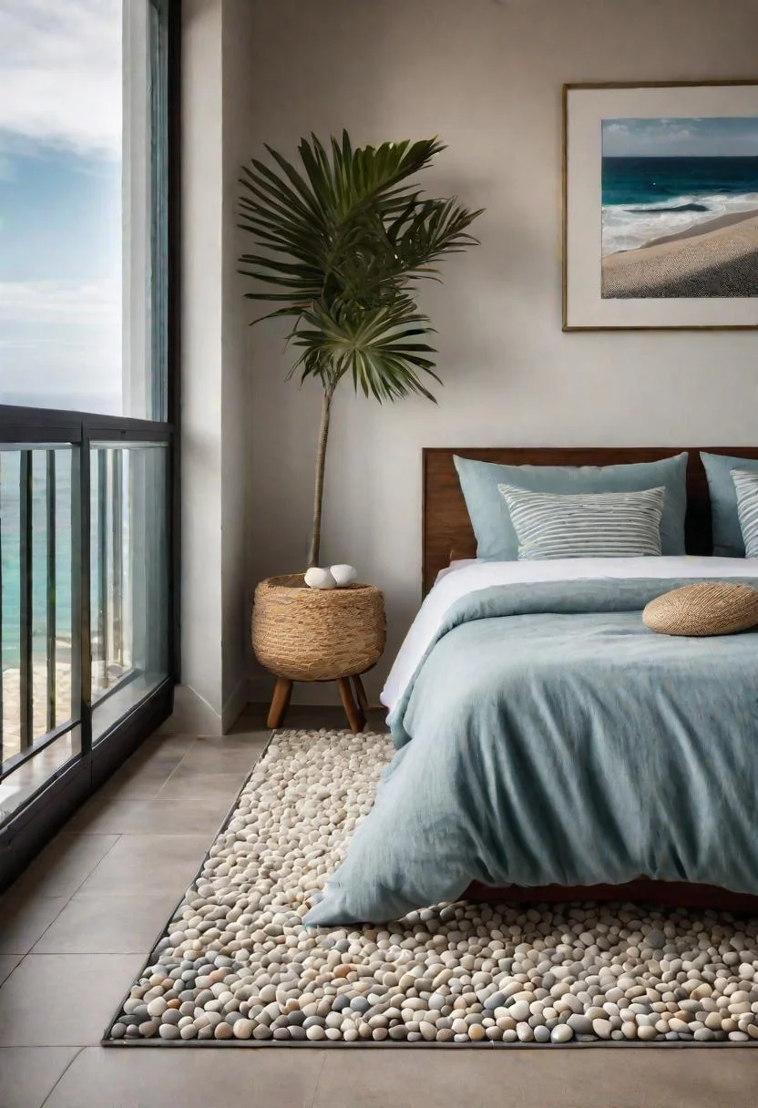 43 Relaxing Coastal Bedrooms for Breezy Retreats 24 23. Pebble Beach Floor Design-0