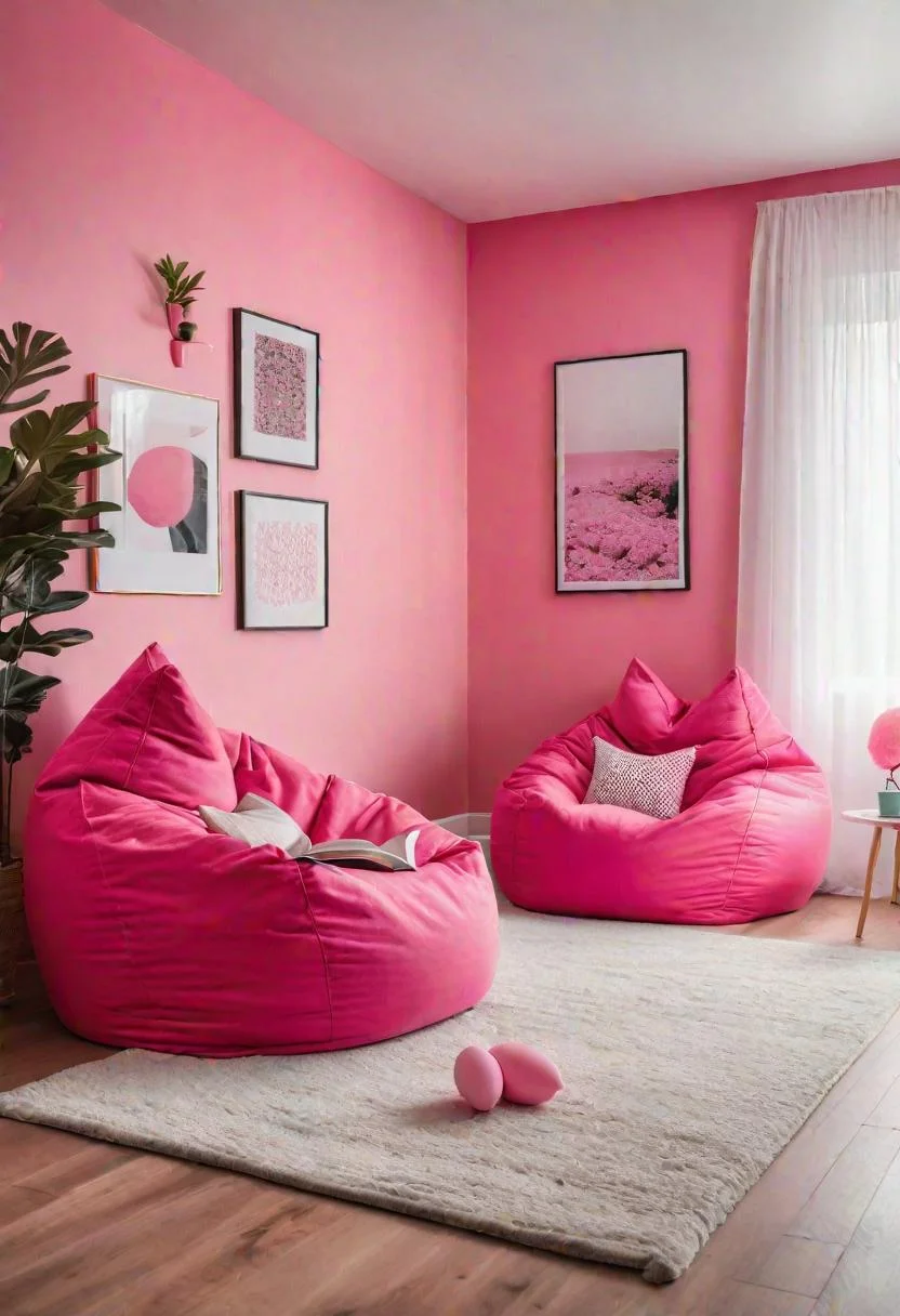 63 Luxurious Pink Bedrooms to Warm Up Your Space 61 59. Pink Bean Bag Chairs-0