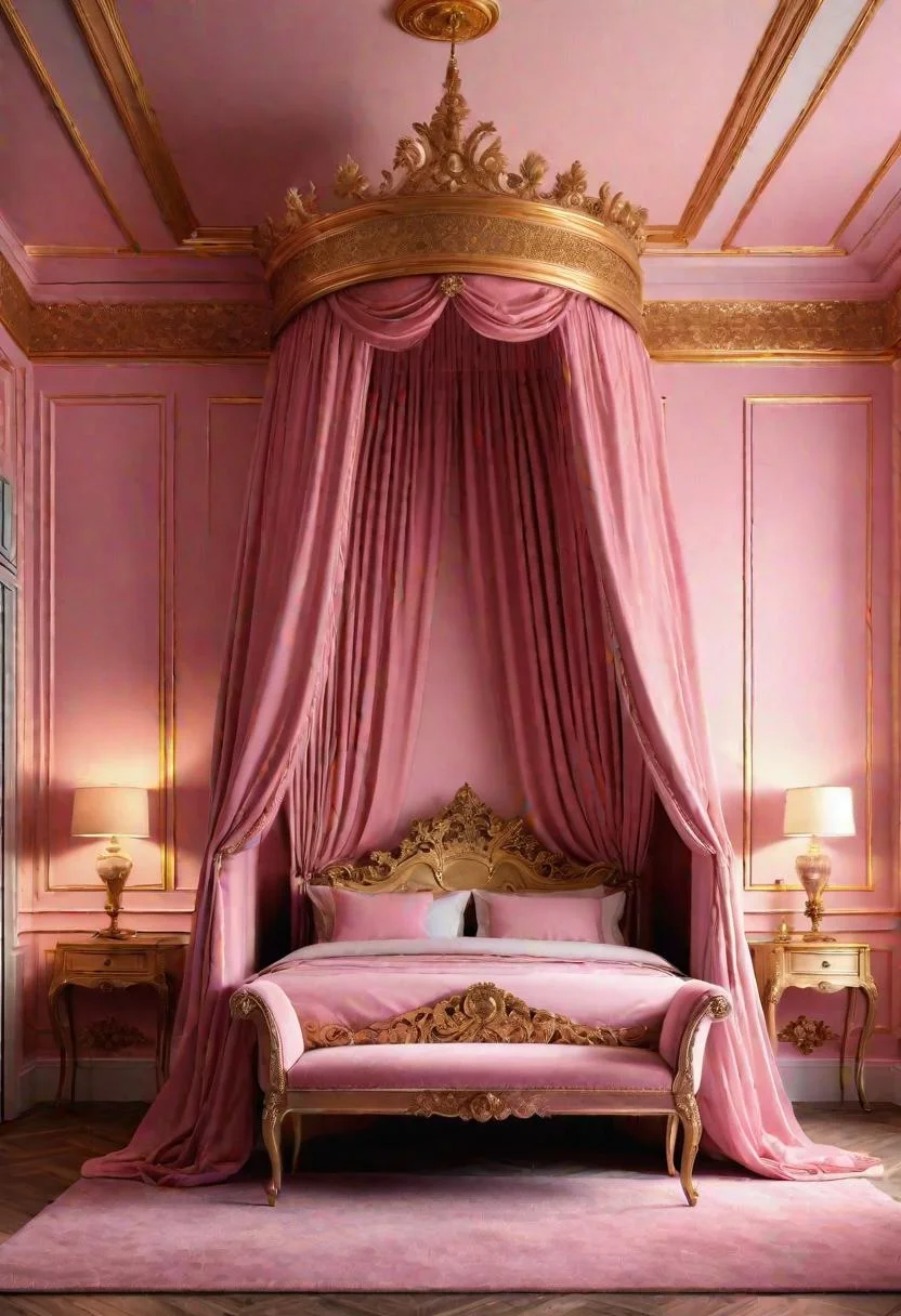 63 Luxurious Pink Bedrooms to Warm Up Your Space 26 25. Pink Bedroom with Crown Molding-0