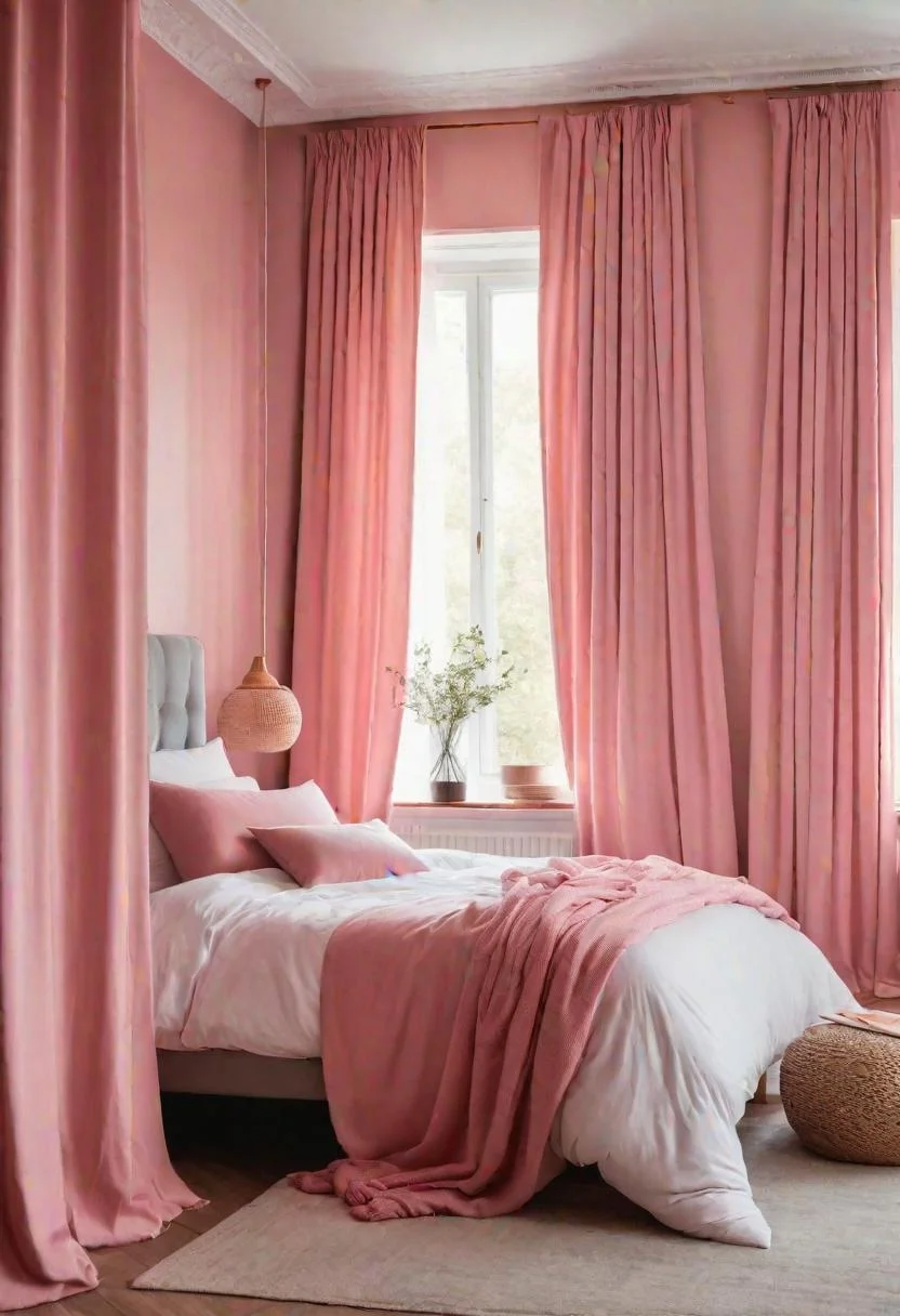 63 Luxurious Pink Bedrooms to Warm Up Your Space 38 37. Pink Blackout Curtains-0