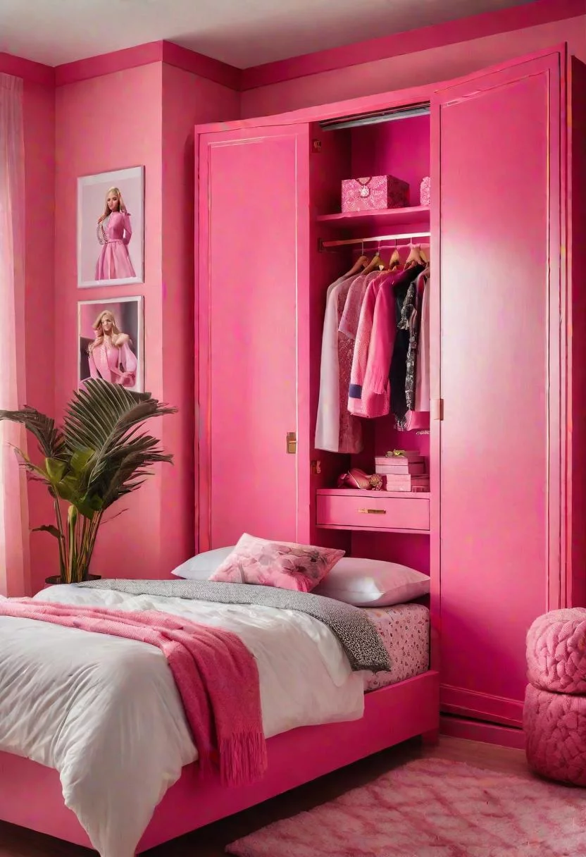 63 Luxurious Pink Bedrooms to Warm Up Your Space 11 10. Pink Dream Closet Doors-0