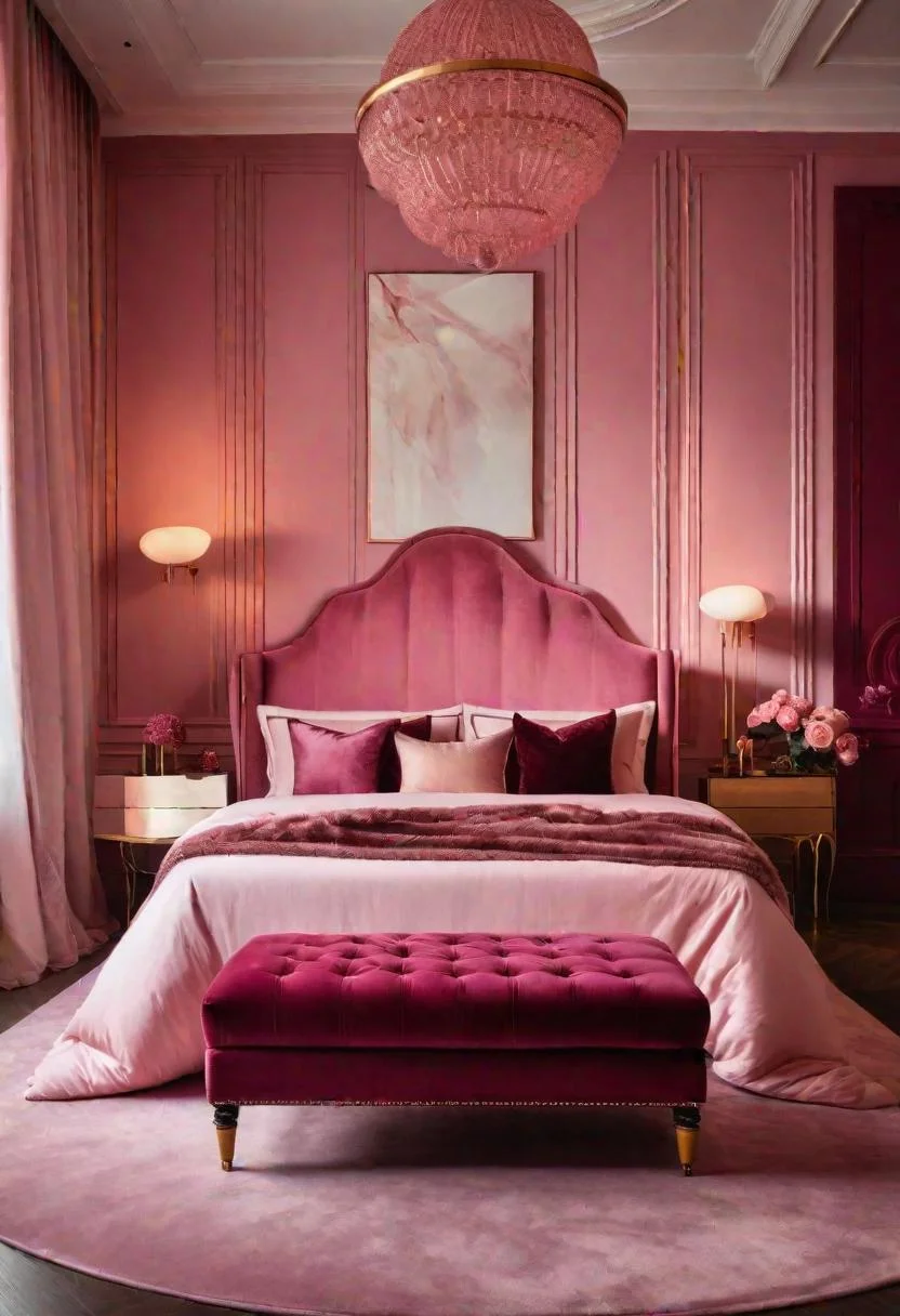 63 Luxurious Pink Bedrooms to Warm Up Your Space 18 17. Pink Ottoman Combo-0